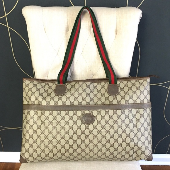 Gucci authentic brown monogram coated canvas large tote bag - Picture 3 of 16